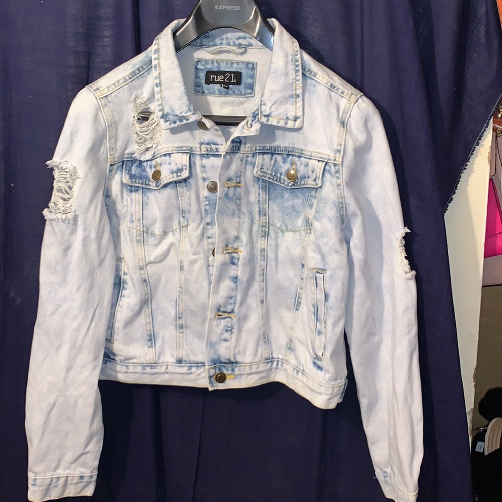 Women’s Distressed Denim Jacket - Picture 2 of 5